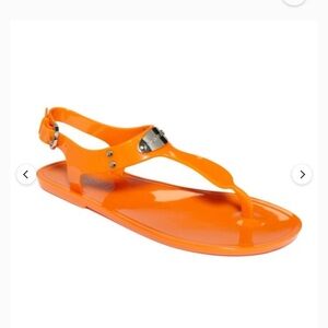 Michael Michael Kors Orange Jelly T-Strap Sandals Thong Flat | NWT